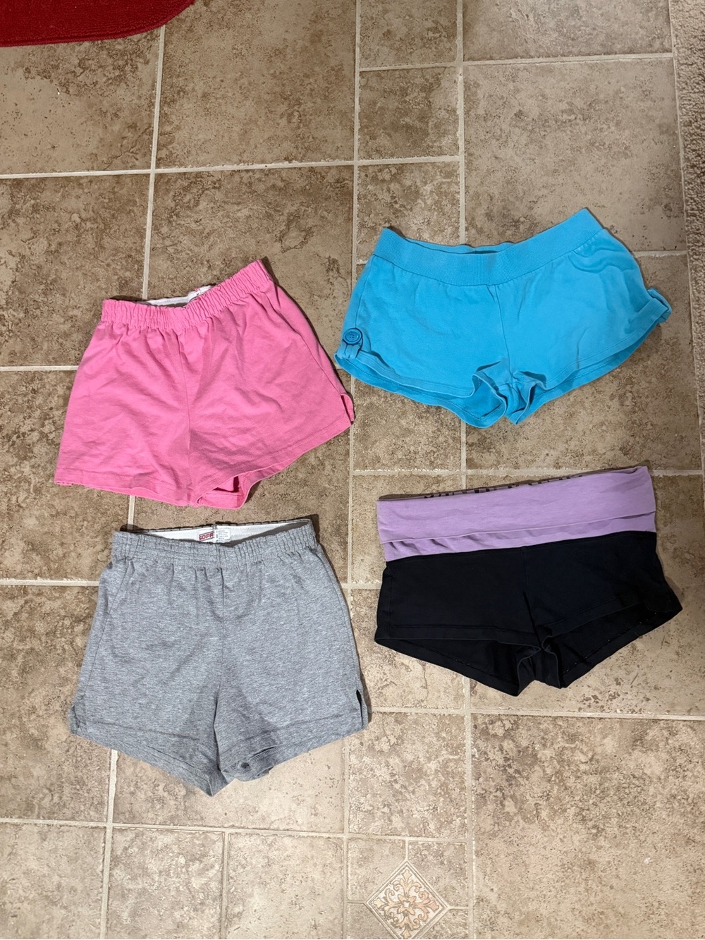 Women’s Stretch Lounge Shorts - Pink, Blue, Gray, Black with Purple Waist